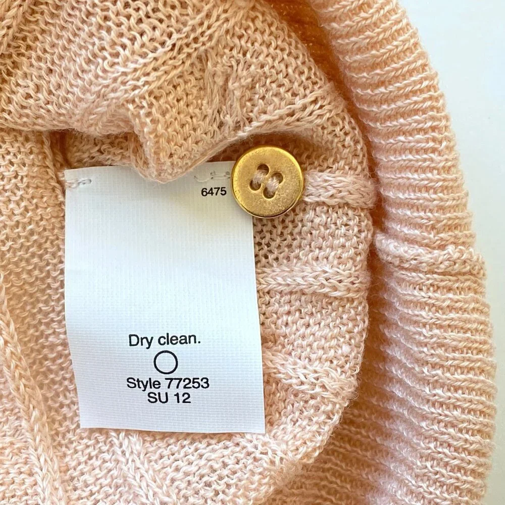 J.Crew 100% Linen Cable Knit Gold Button Cardigan XS